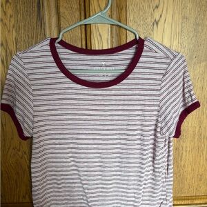 American Eagle Outfitters Maroon and Pink  Striped Soft & Sexy t shirt size med
